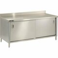 Aero Aero Manufacturing Co. 304 Stainless Cabinet Workbench, Sliding Doors, 60"W x 30"D 2TSBOD-3060